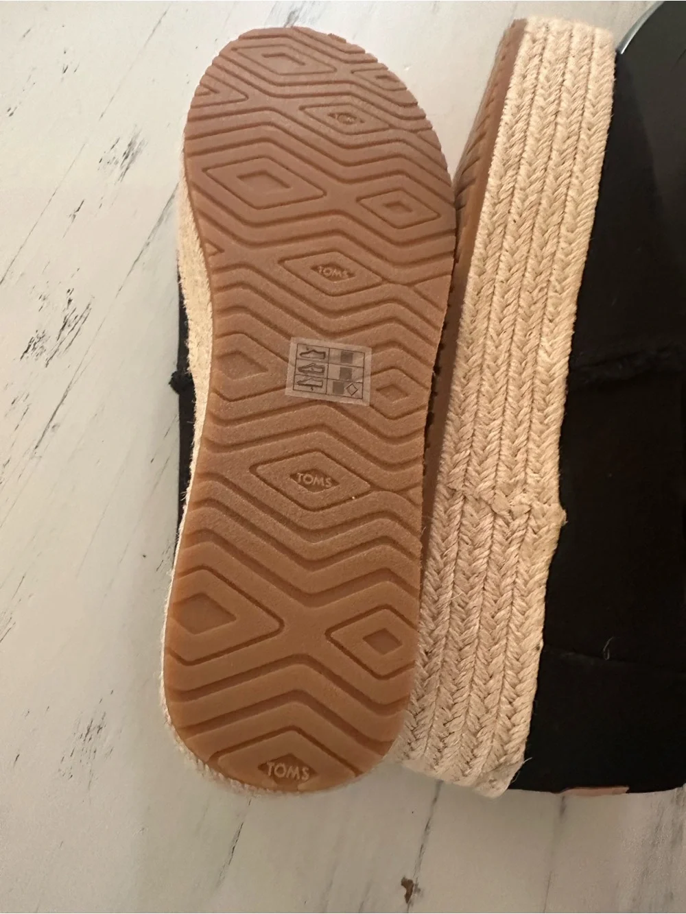 Toms Black Canvas Espadrille Platform Slip-On Sneakers